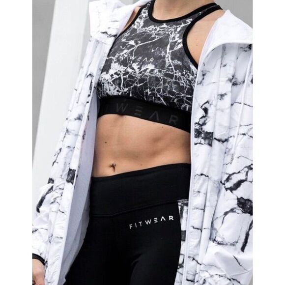 FITWEAR FASHION - NWT L Sz 12 “Grace” Crop Top w/Zippered Back/Marble/Black Trim - Picture 14 of 16